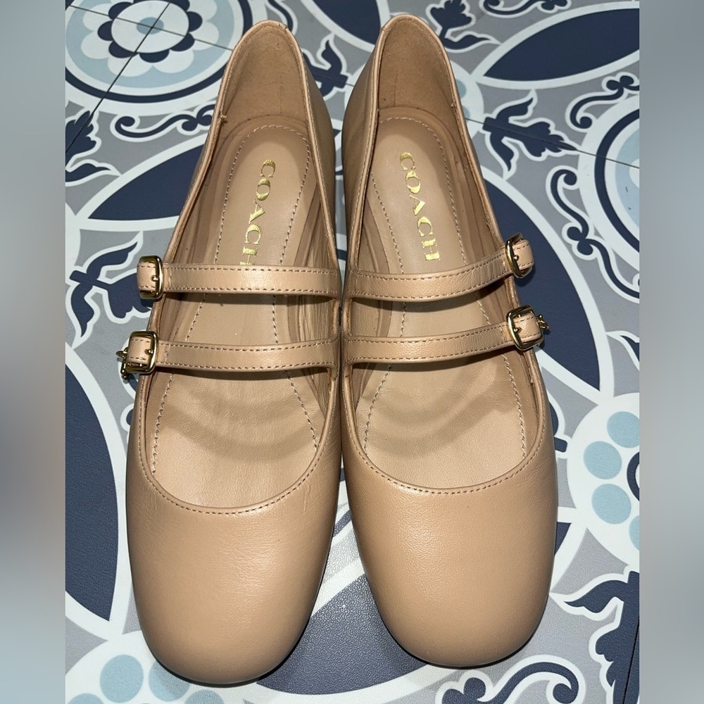 Coach Women's Whitley Leather Mary Jane Flat, Size 5.5B